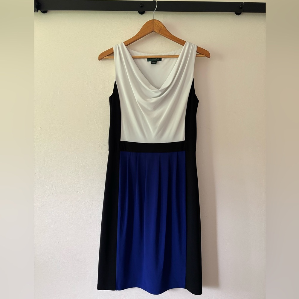 Ralph Lauren Sleeveless Dress Size 10 (black, white, purple)